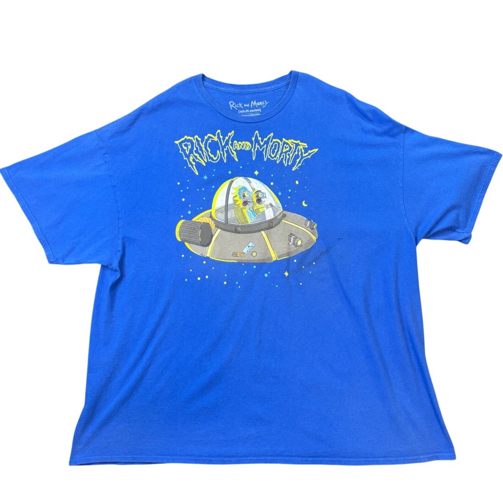 Rick and Morty Adult Swim Ripple Junction Blue Graphic T-Shirt Mens 3XL Space